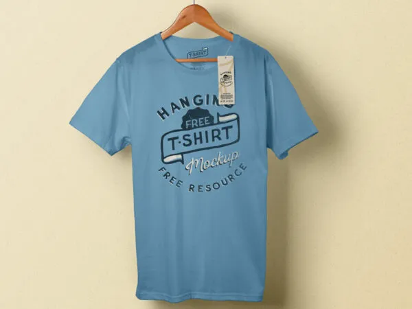 Classic T Shirt on a Wooden Hanger Mockup 1