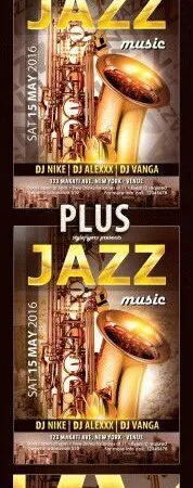 Classic and Gold Jazz Music Flyer Template 1