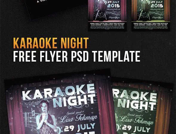 Classical Karaoke Party Flyer and Facebook Cover Template 1