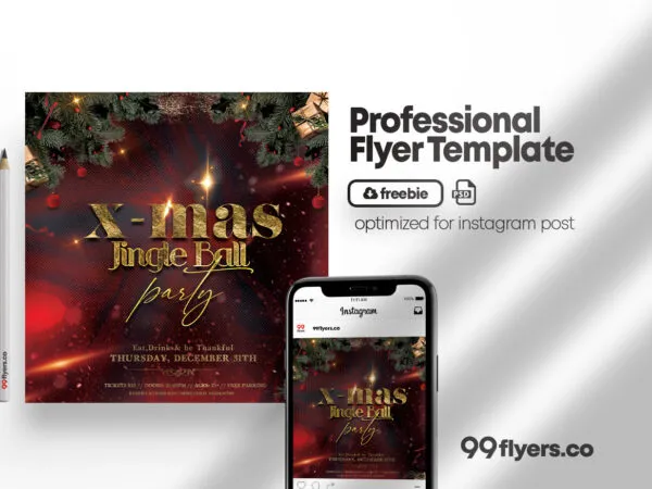 Classy Christmas Party Evening Flyer Instagram Post Template 1