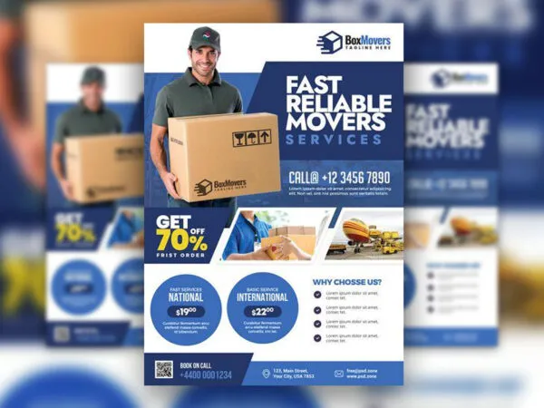Classy Grid Courier and Logistics Service Flyer Template 1