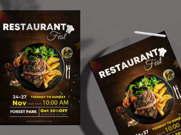 Classy Restaurant Fest Food Flyer Template 1