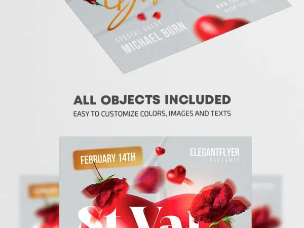 Classy Romantic Valentines Day Party Event Flyer Template 1