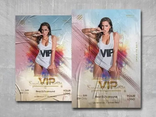 Classy Watercolor Spring Party Flyer Template 1