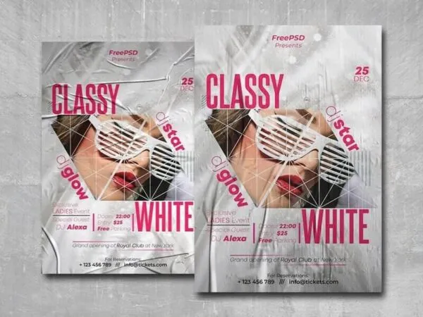 Classy White Nightclub Party Flyer Template 1