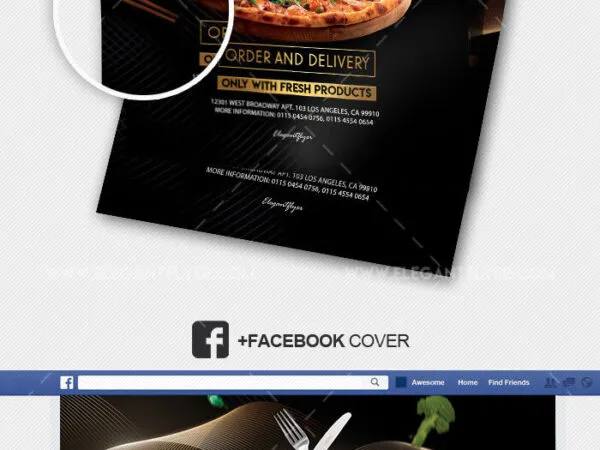 Classy and Dark Restaurant Flyer Instagram Post and Facebook Cover Templates 1