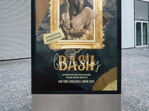 Classy and Frame Birthday Bash Poster Template 1