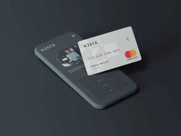 Clay Smartphone with Credit Debit Card Mockup 1