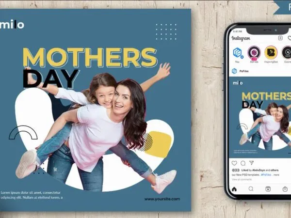 Clean Abstract Mothers Day Banner Flyer Instagram Post Template 1
