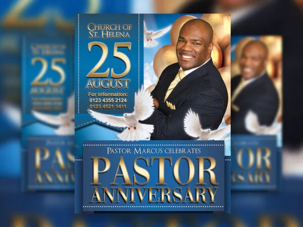 Clean Bold Pastor Anniversary Flyer and Facebook Cover Templates 1