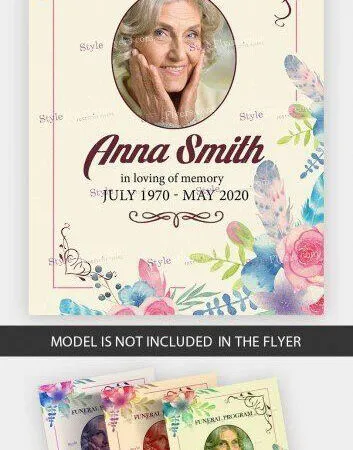 Clean Elegant Funeral Program Flyer Template 1