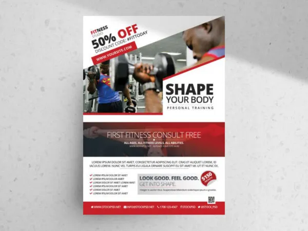 Clean FitnessGym Flyer Template 1