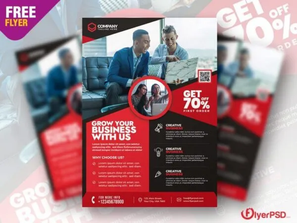 Clean Grid Corporate Business Promotion Flyer Template 1