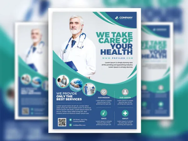 Clean Grid Hospital Services Flyer Template 1