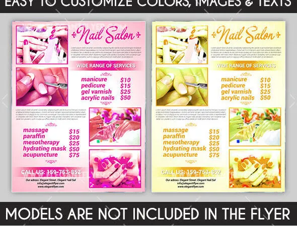 Clean Grid Nail Salon Flyer and Facebook Cover Template 1