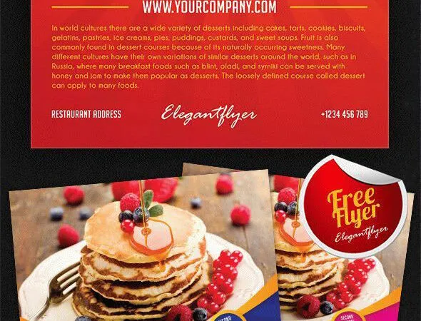 Clean Infographic Restaurant or Bakery Flyer Template and Facebook Cover 1