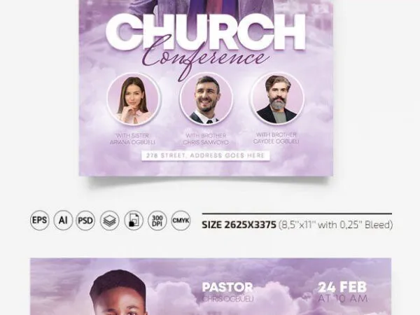 Clean Modern Church Service Event Facebook Cover and Flyer Templates 1