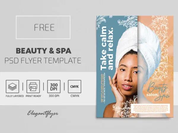 Clean Pattern Beauty Spa Salon Flyer Template 1