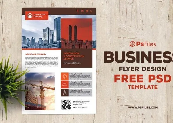 Clean Photo Construction Business Flyer Template 1