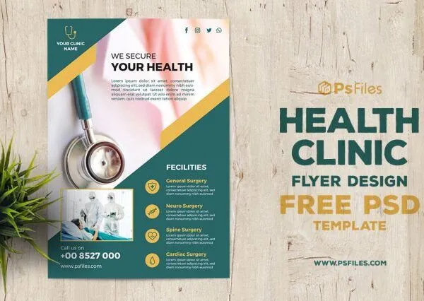 Clean Professional Health Clinic Flyer Template 1