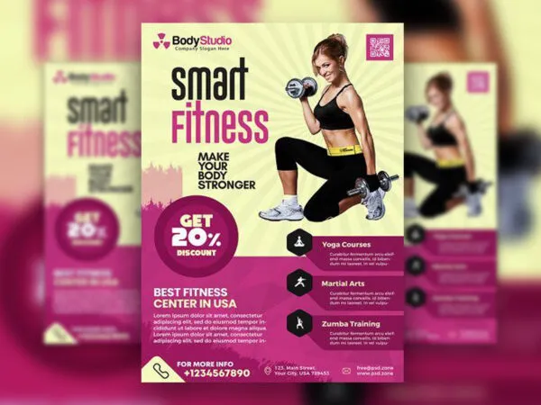 Clean Purple Gym Flyer Template 1