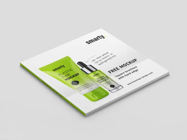 Clean Square Brochure with Hard Edge Mockup 1