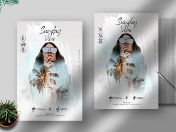 Clean Tropical Summer and Beach Party Flyer Template 1