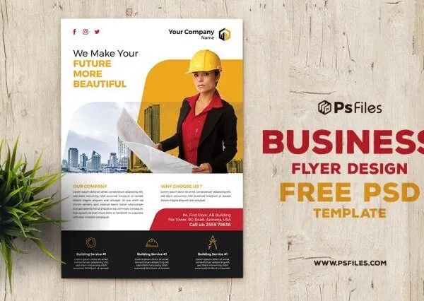 Clean Urban Construction Company Flyer Template 1