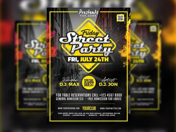 Clean and Simple Street Party Flyer Template 1