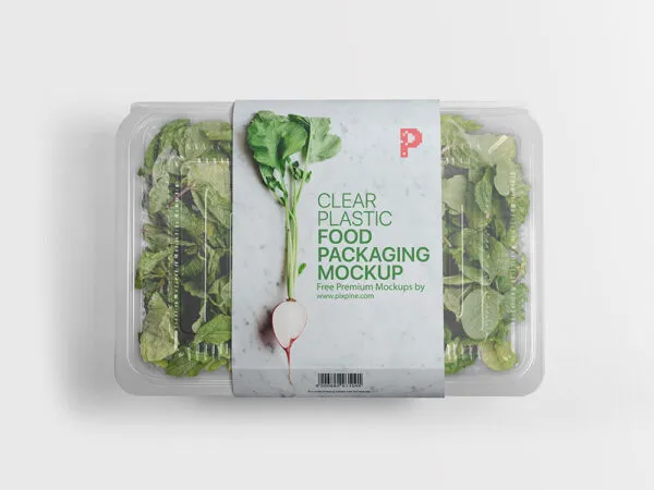 Clear Plastic Food Packaging Mockup from a Top View 1