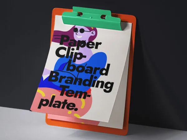 Clipboard Holding A4 Paper Leaned on Wall Mockup 1