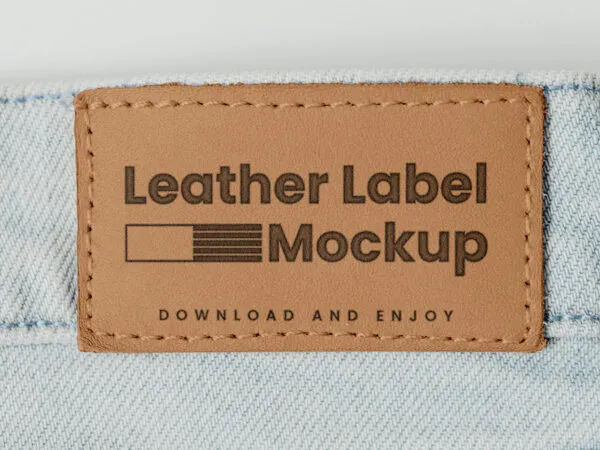 Cloe up Show of Leather Label Mockup 1