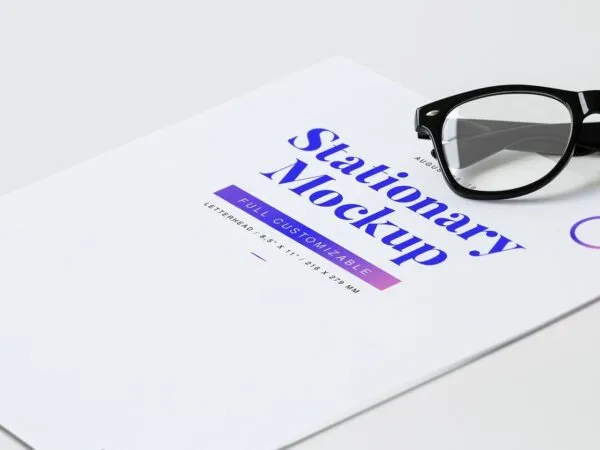 Close Shot of Letterhead Mockup with Glasses 1