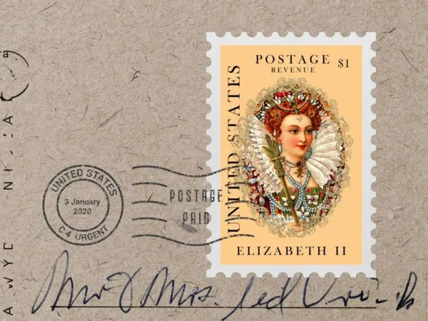 Close Shot of a Postage Stamp Mockup on an Envelope 1