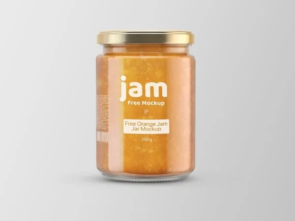 Close Up View of Glass Jam Jar Mockup 1