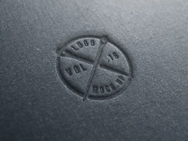 Close Up of the Linen Debossed Logo Mockup 1