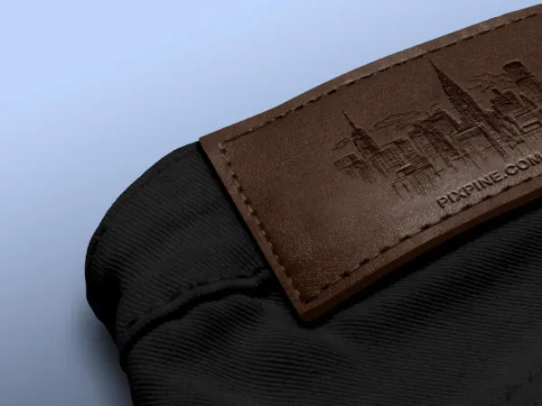 Close up Leather Label Patch Mockup 1