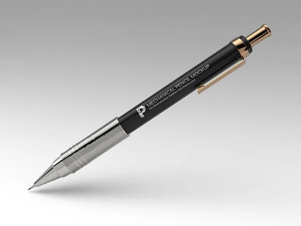 Close up Shiny Steel Mechanical Pencil Mockup 1