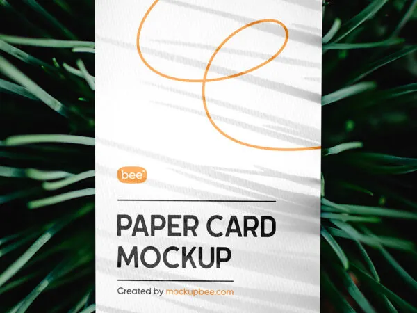 Close up Shot of Paper Card Mockup in Grass 1