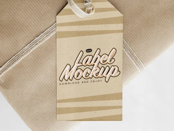 Close up Show of Tag Mockup on Gift Box 1