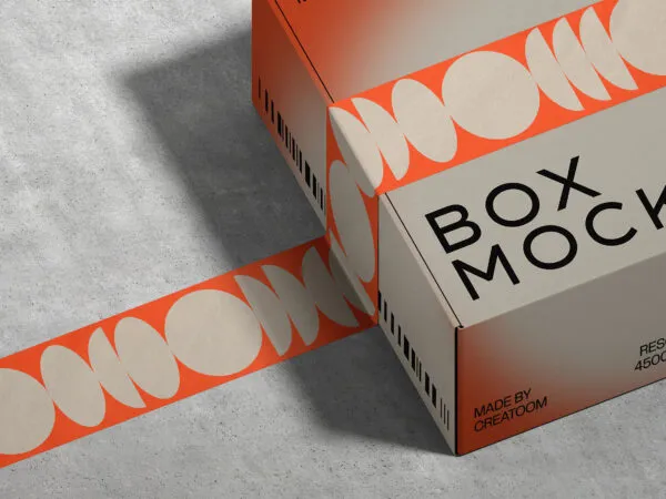 Close up Sight of Packaging Box Tape Mockup 1