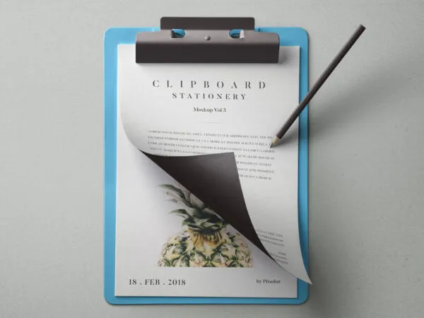 Close up View Clipboard Stationery Mockup 1