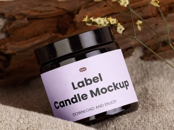 Close up View of Candle Mockup with Label 1