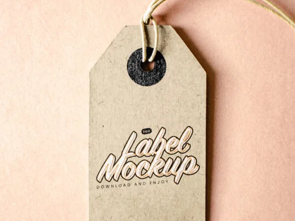 Close up View of Eco Paper Tag Mockup 1
