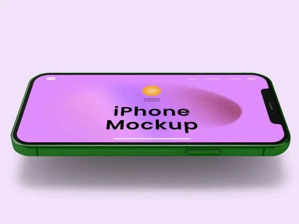 Close up View of Levitating Horizontal iPhone Mockup 1