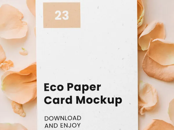 Close up View of Paper Card Mockup with Flower Petal 1