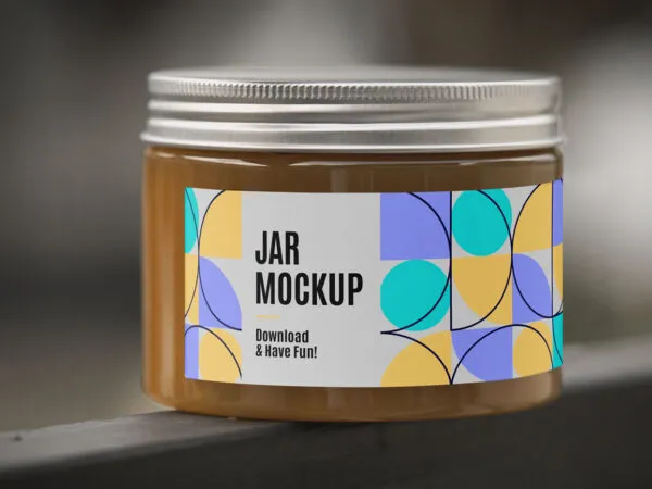Close up View of Rounded Glass Jar Mockup 1