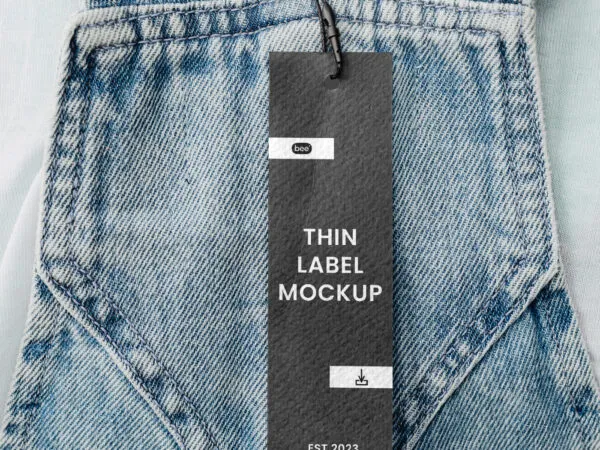 Close up View of Thin Label Mockup with Jeans 1
