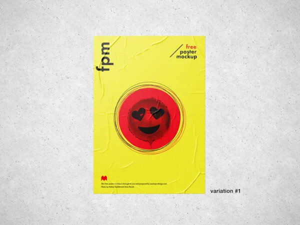 Close up View of Wrinkled Vertical Poster Mockup 1