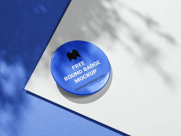 Close up View of a Round Badge Mockup 1
